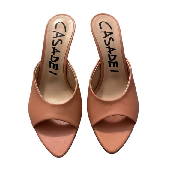 Casadei Blade 100 Leather Sculptural Heel Sandals Nude Peach Size 38.5 - Picture 3 of 8
